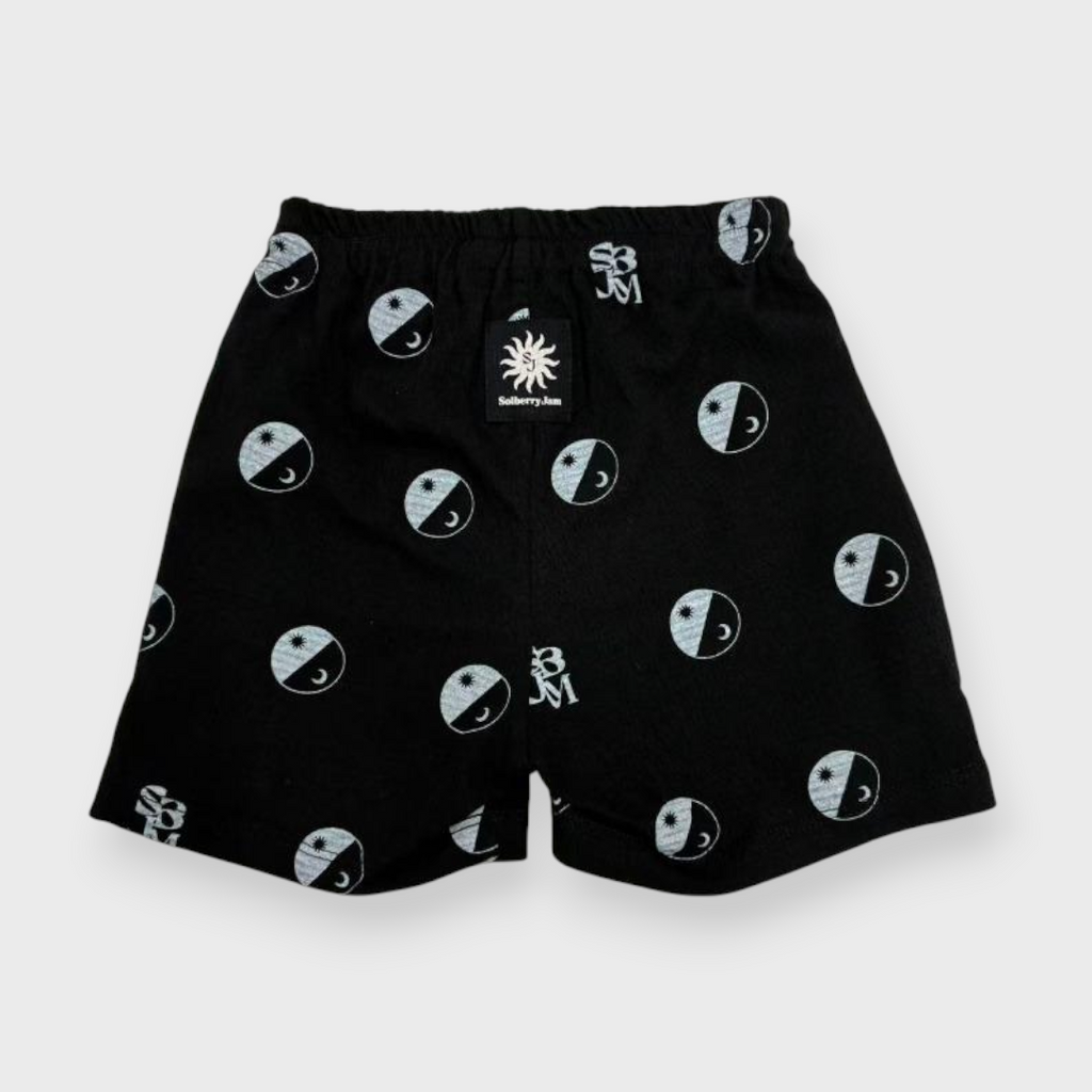 Kids (Size100-120cm) Sun & Moon Emblem Shorts (Black)