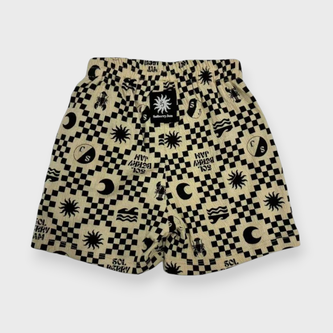 Kids (Size100-120cm) Checkerboard Marine-Icon Shorts