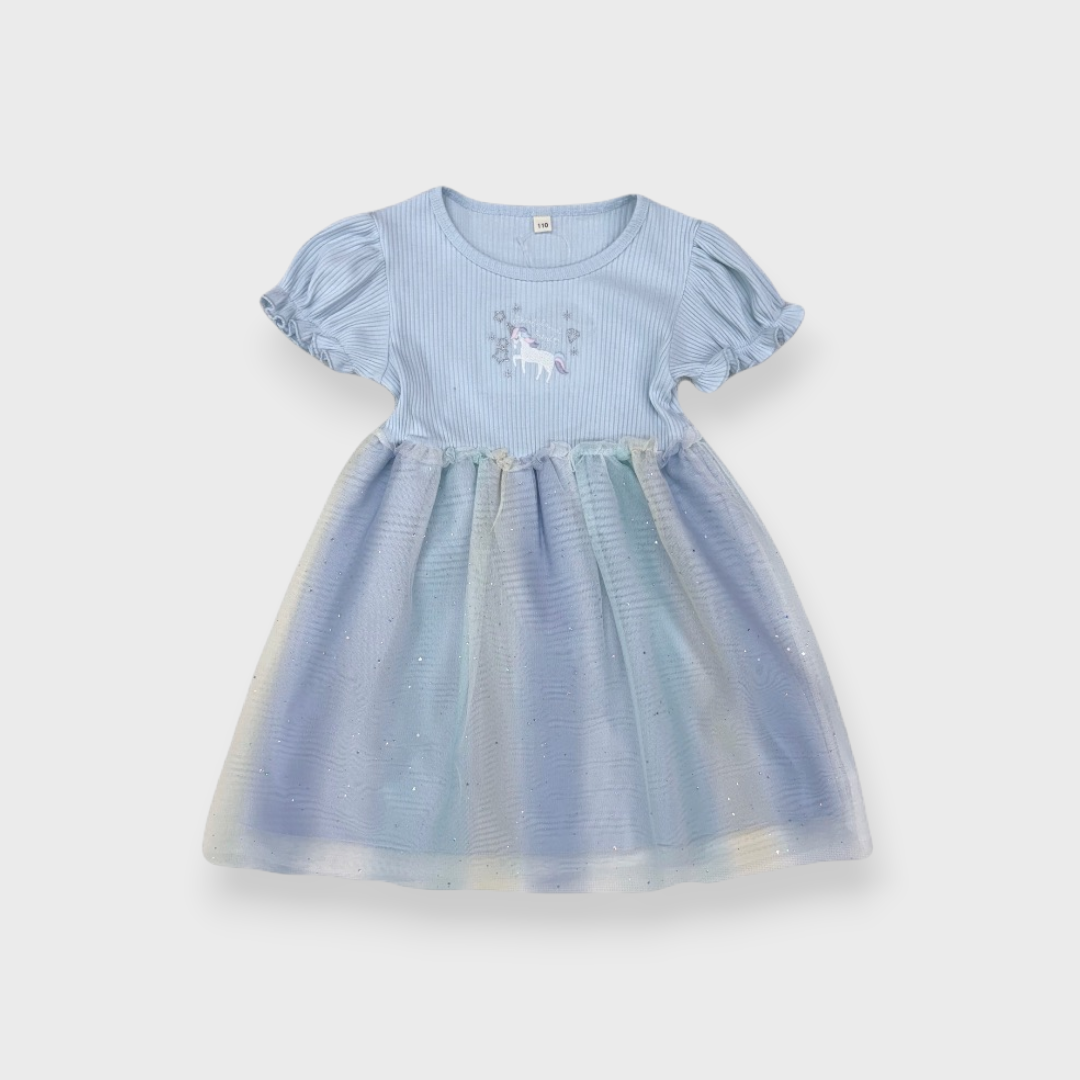 Kids (Size130cm) Unicorn Rainbow Tulle Dress