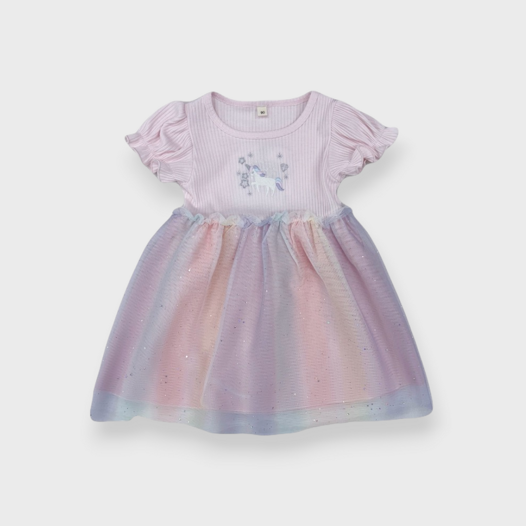 Kids (Size100-120cm) Unicorn Rainbow Tulle Dress