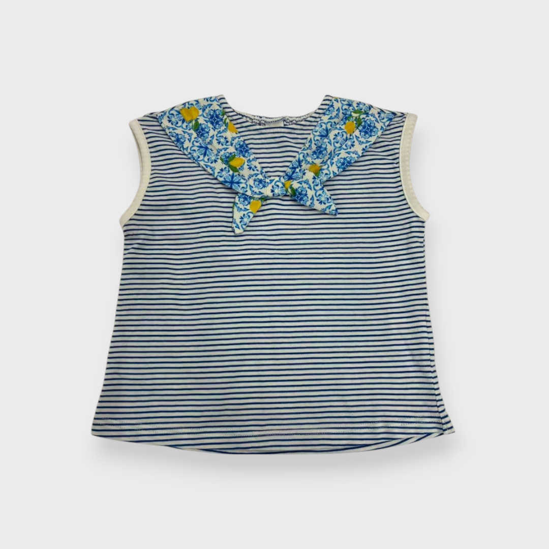 Kids (Size 100–120cm) Sailor Collar Striped Top