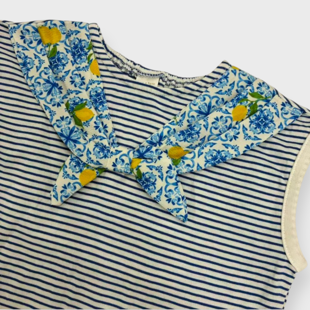 Kids (Size 100–120cm) Sailor Collar Striped Top