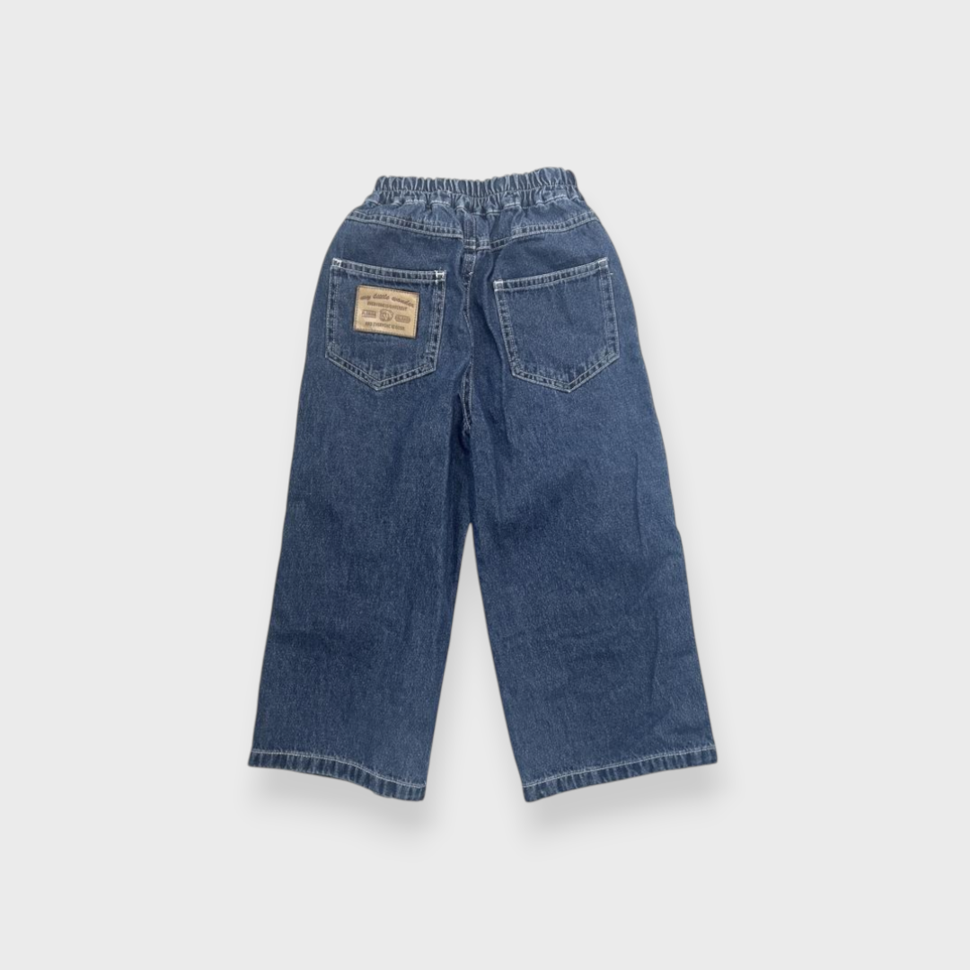 KIDS MY LITTLE WONDER LACE HEART DISTRESSED WIDE-LEG DENIM JEANS (100-120CM)