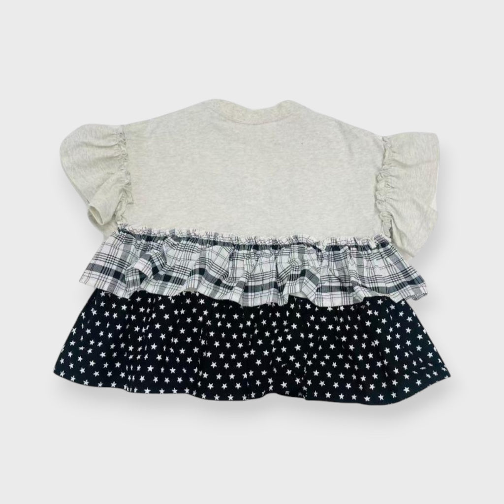 FRILLY SLEEVE LAYERED KIDS SHIRT (100-120CM)