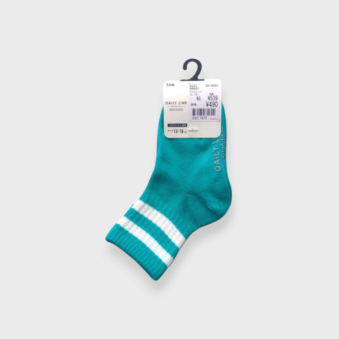 SPORTY LINE TODDLER 3-PACK CREW SOCKS (13～18cm)