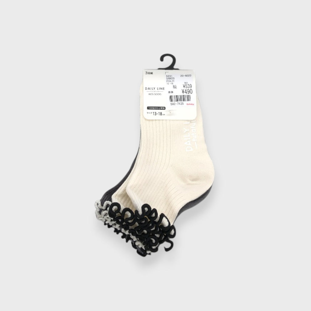 LACE-FRILL TODDLER 3-PACK CREW SOCKS (13～18cm)