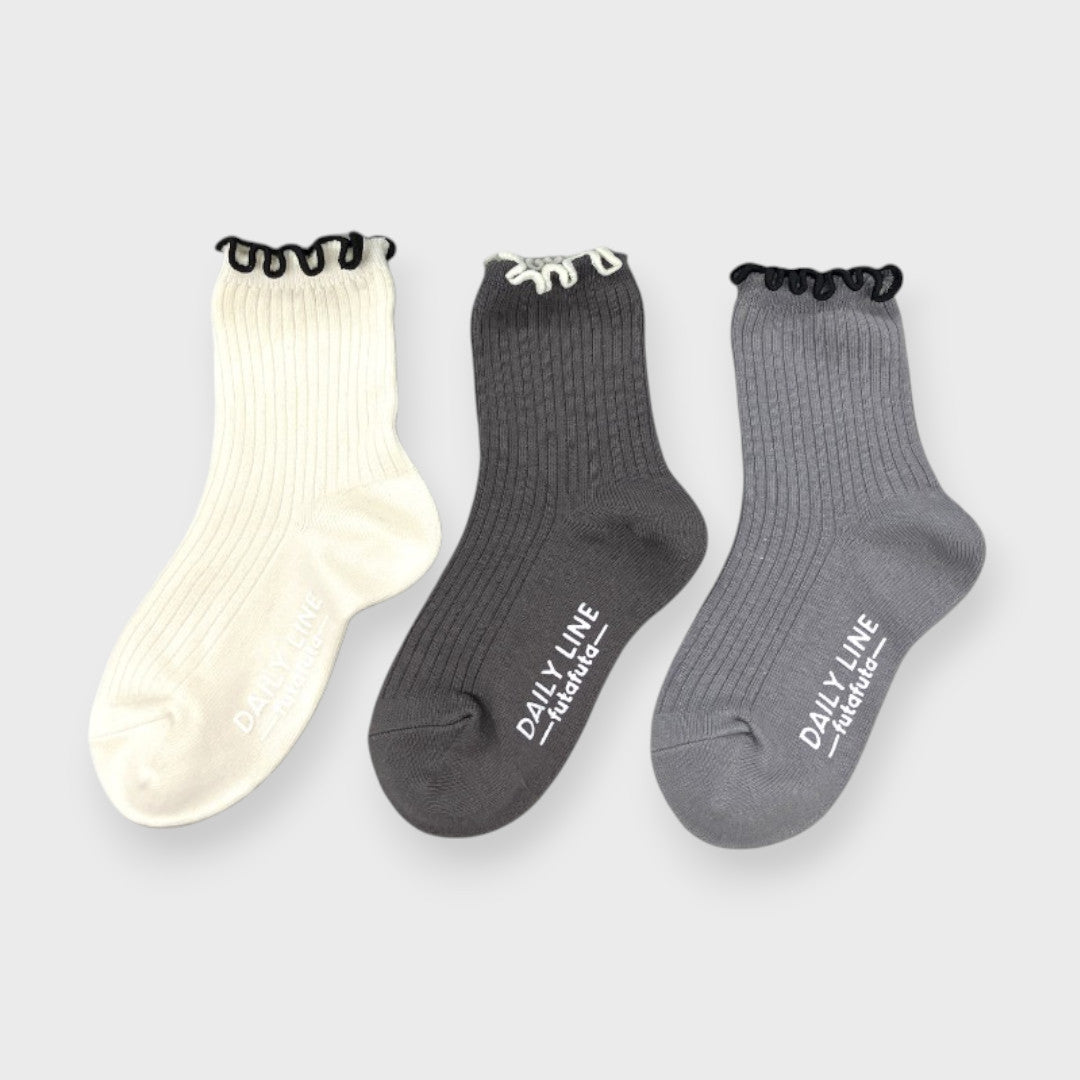 LACE-FRILL TODDLER 3-PACK CREW SOCKS (13～18cm)