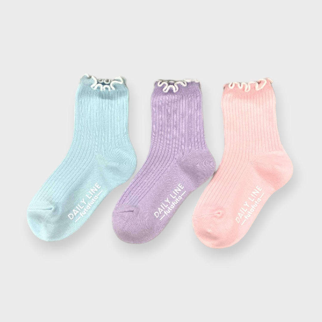 LACE-FRILL TODDLER 3-PACK CREW SOCKS (13～18cm)