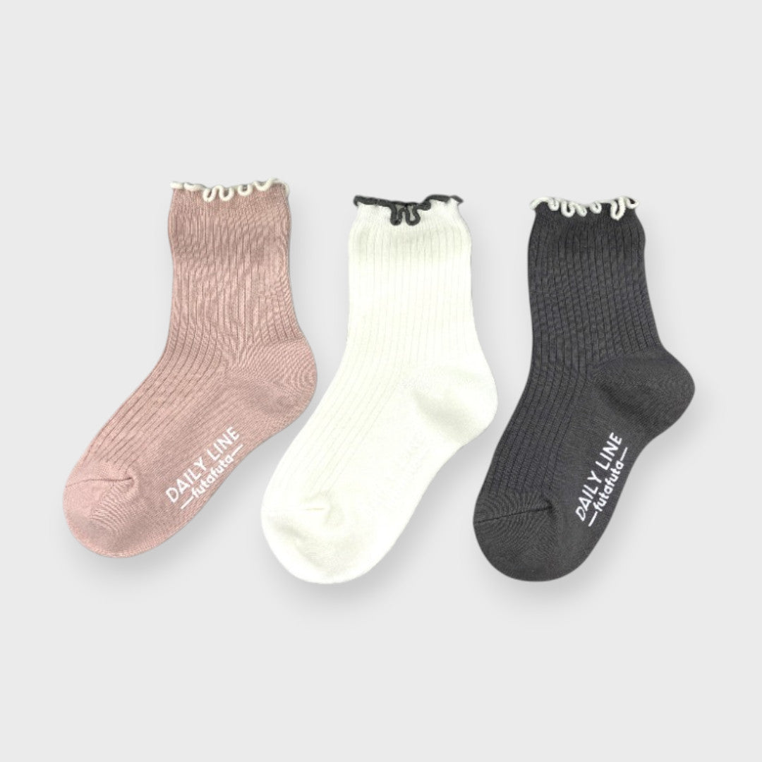 LACE-FRILL TODDLER 3-PACK CREW SOCKS (13～18cm)