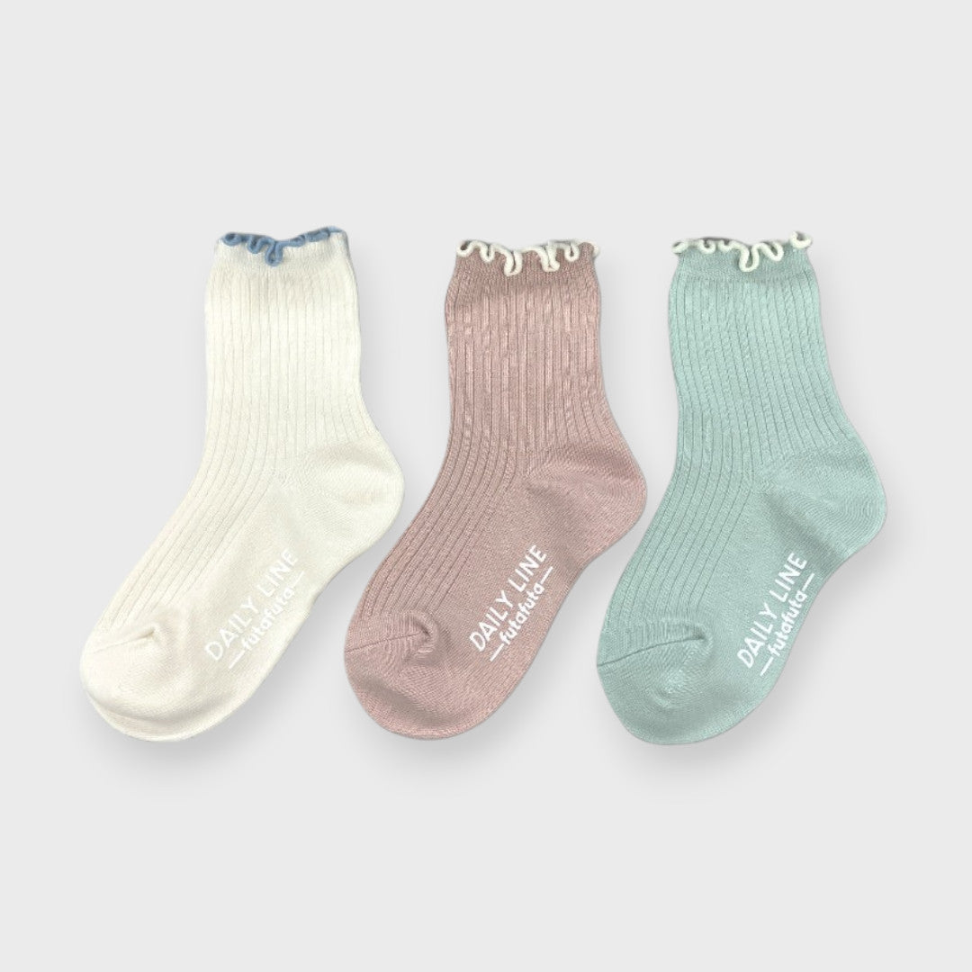 LACE-FRILL TODDLER 3-PACK CREW SOCKS (13～18cm)