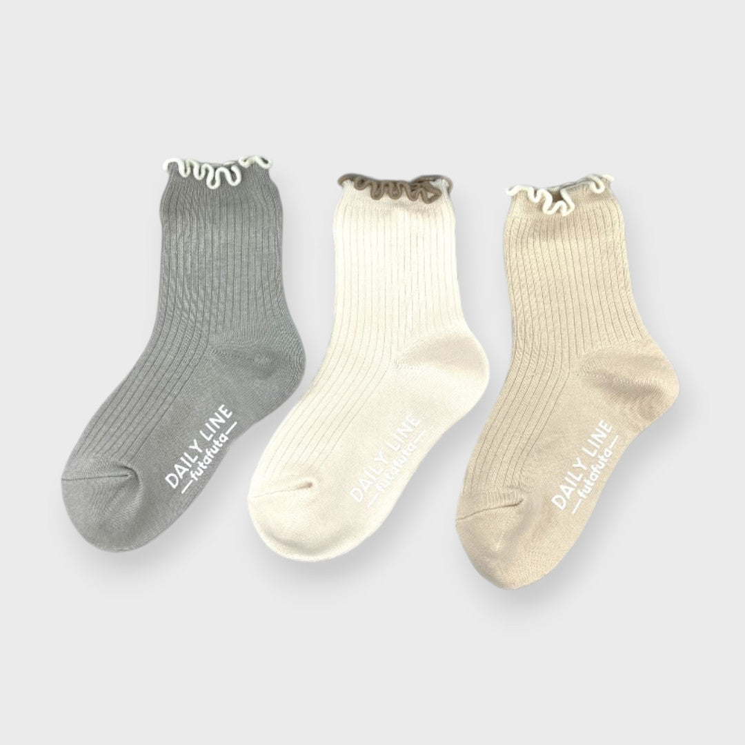 LACE-FRILL TODDLER 3-PACK CREW SOCKS (13～18cm)