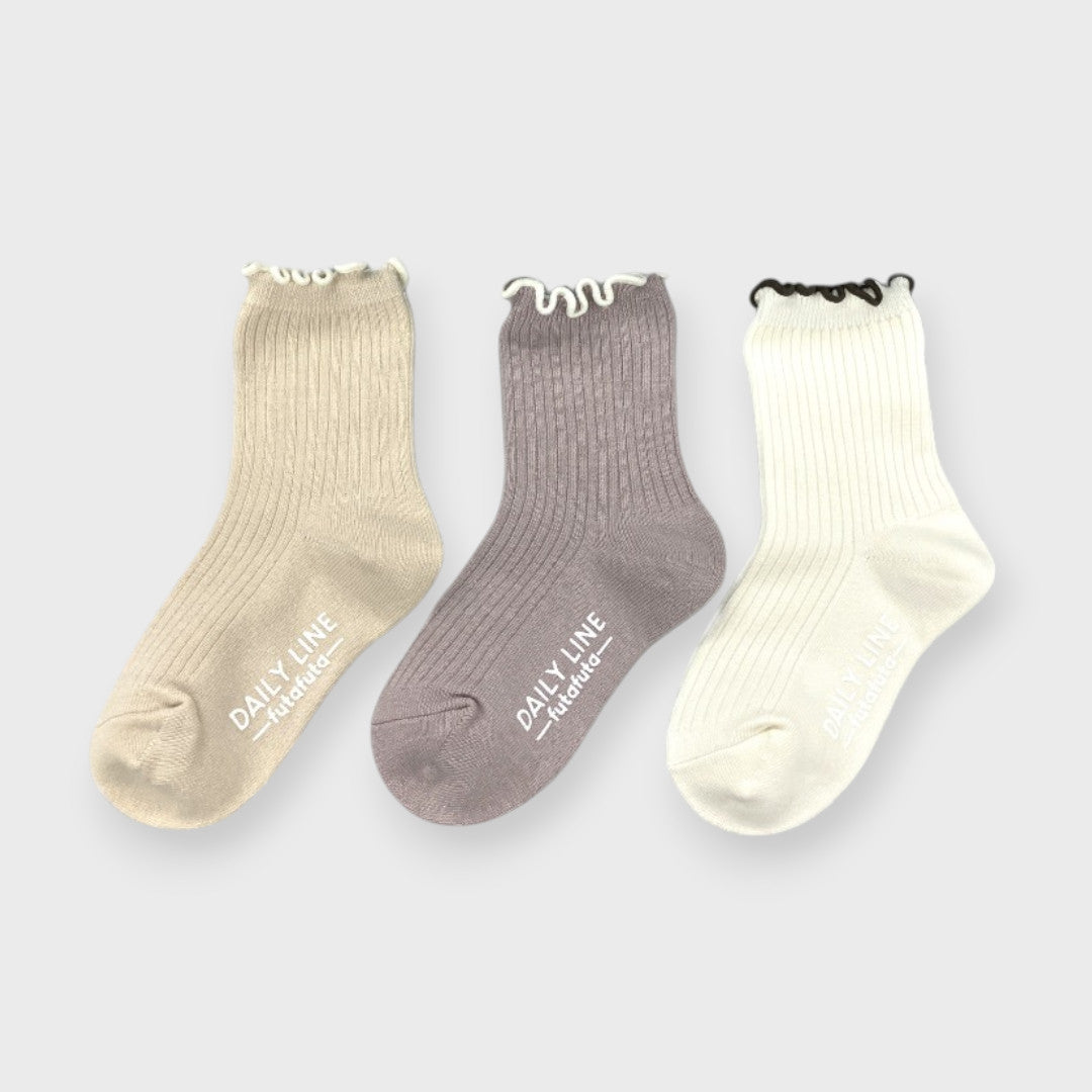 LACE-FRILL TODDLER 3-PACK CREW SOCKS (13～18cm)