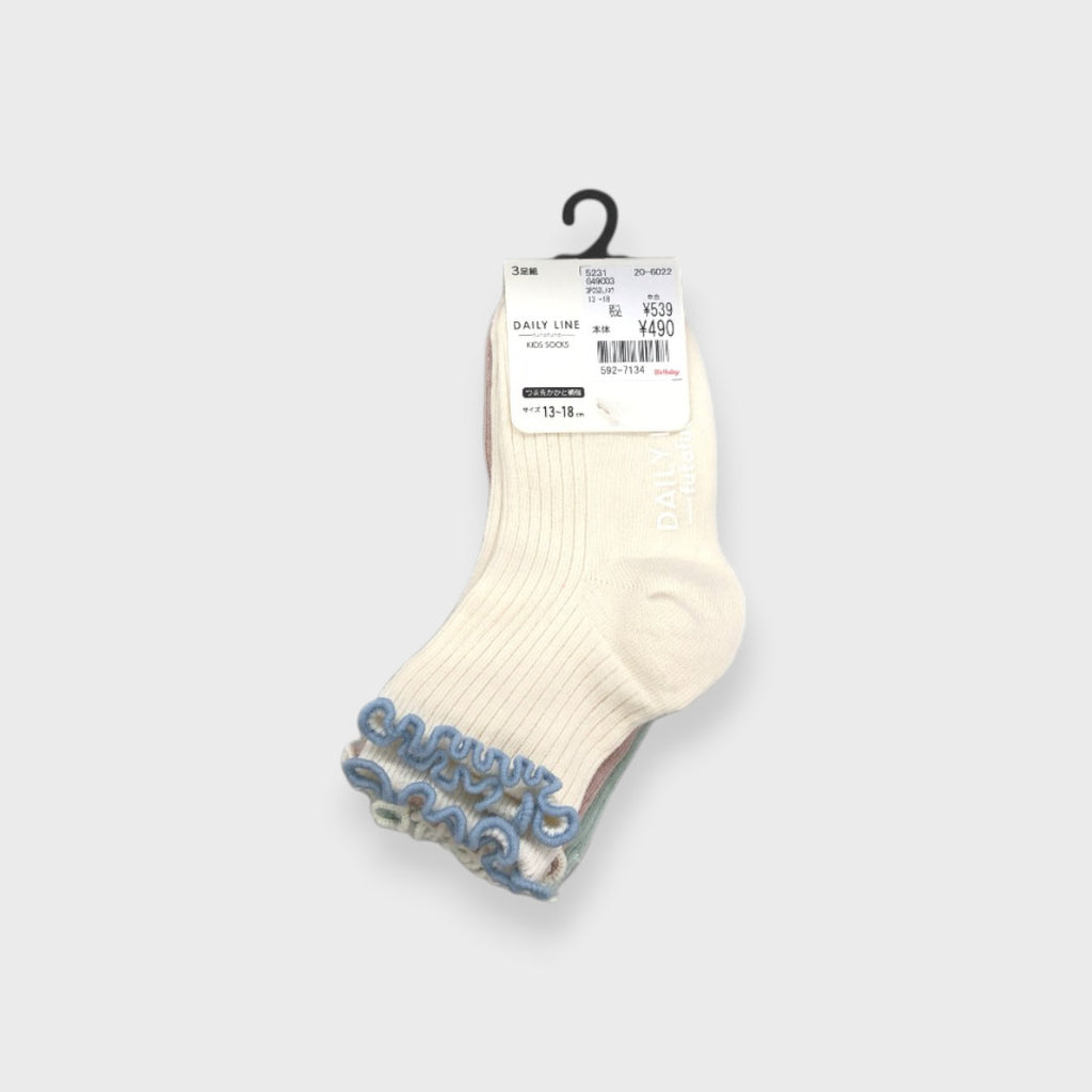 LACE-FRILL TODDLER 3-PACK CREW SOCKS (13～18cm)