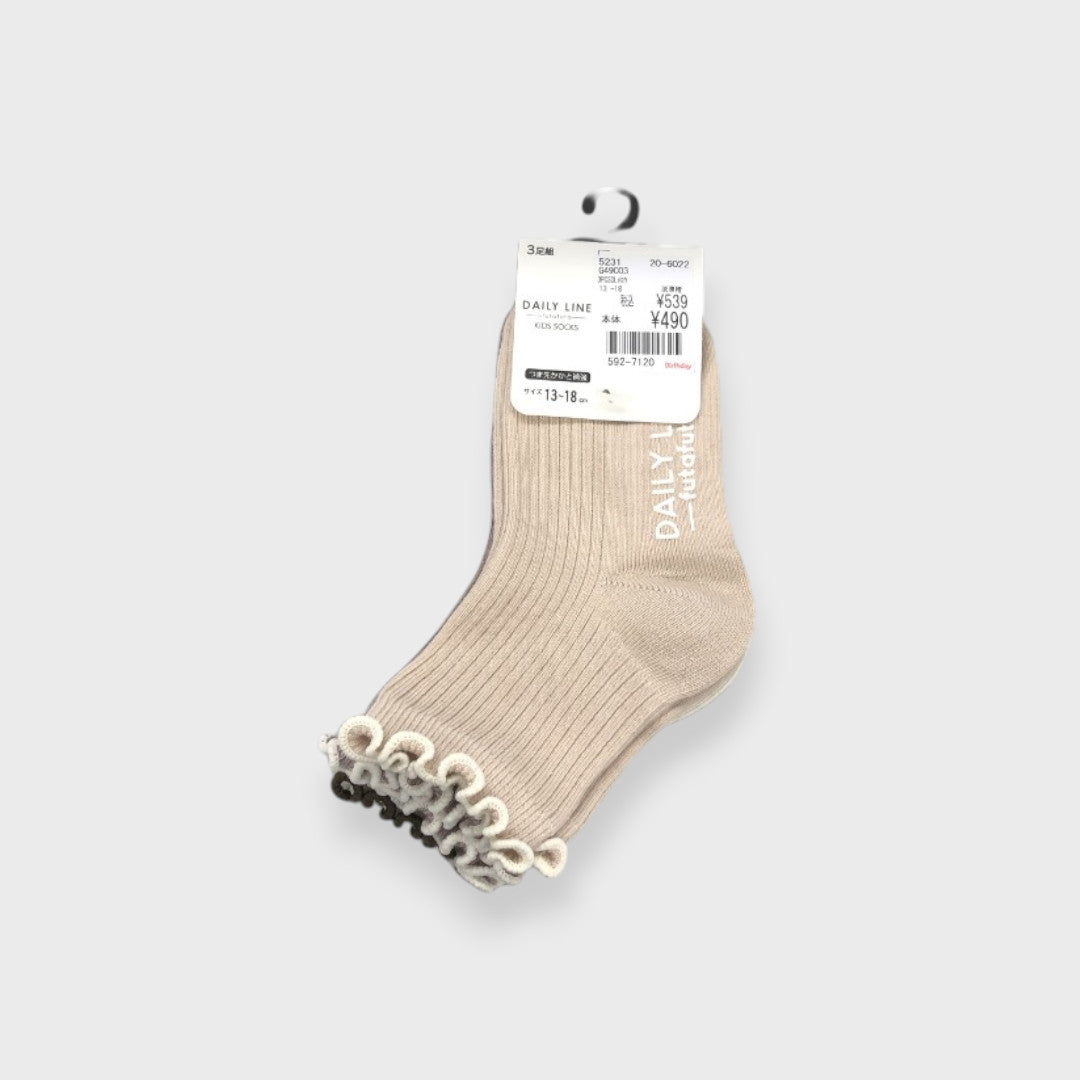 LACE-FRILL TODDLER 3-PACK CREW SOCKS (13～18cm)