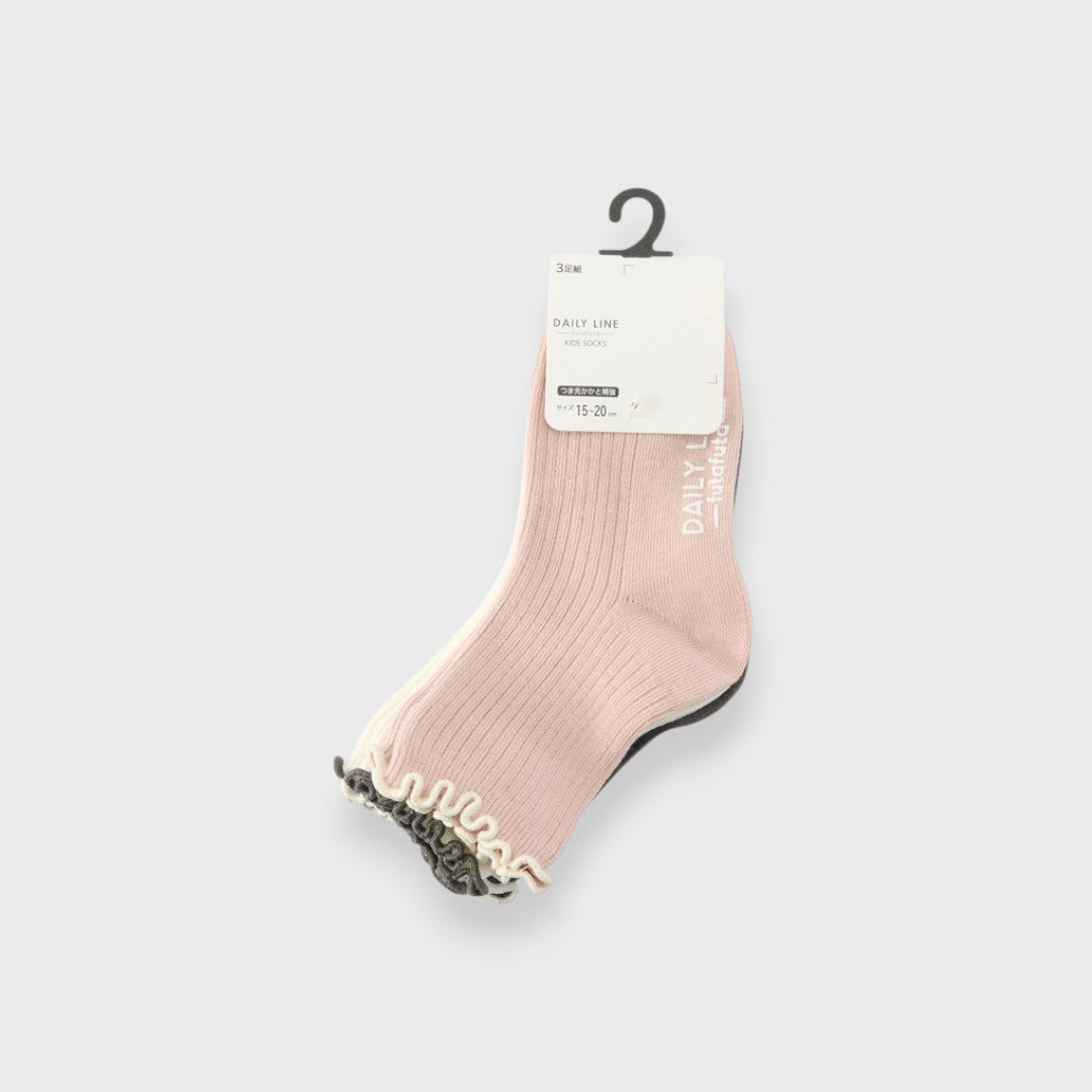 LACE-FRILL TODDLER 3-PACK CREW SOCKS (15～20cm)