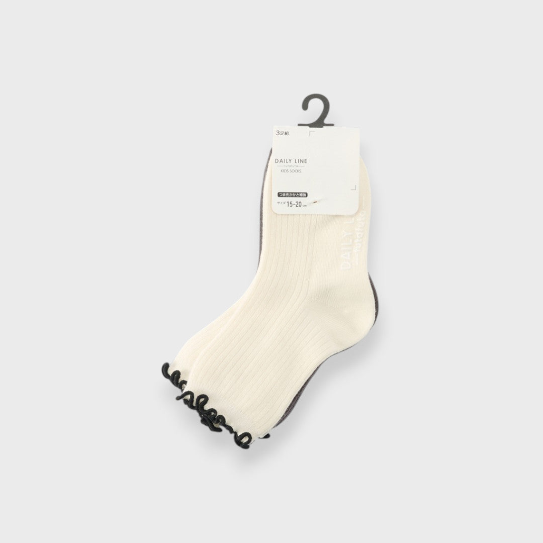 LACE-FRILL TODDLER 3-PACK CREW SOCKS (15～20cm)
