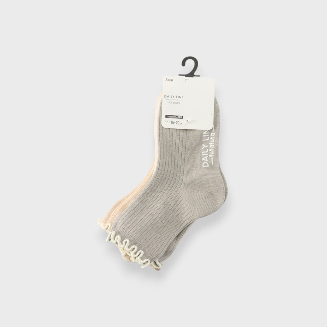 LACE-FRILL TODDLER 3-PACK CREW SOCKS (15～20cm)