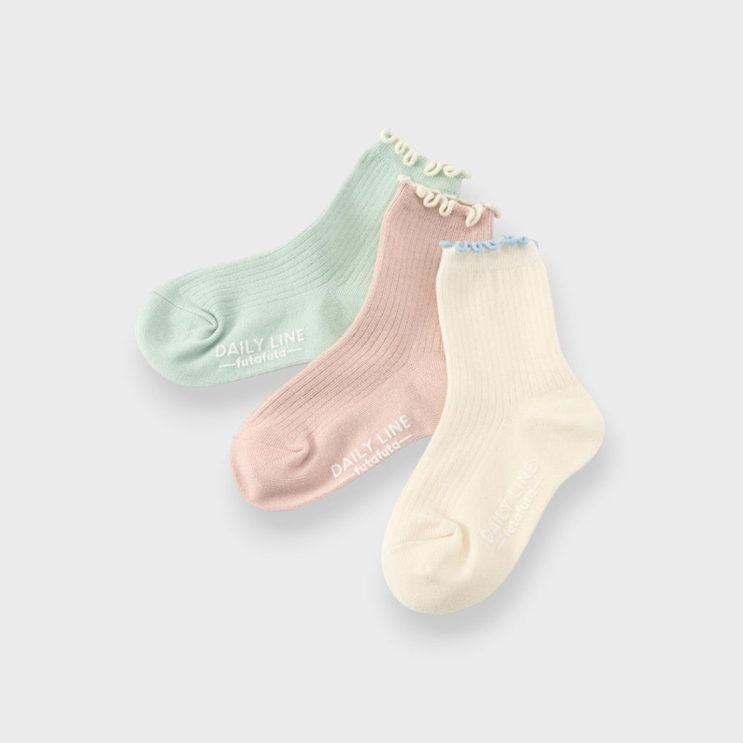 LACE-FRILL TODDLER 3-PACK CREW SOCKS (15～20cm)
