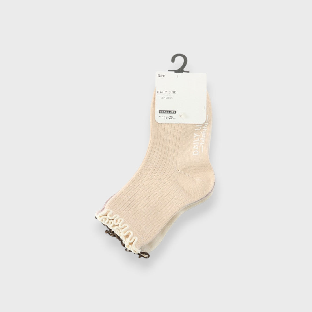 LACE-FRILL TODDLER 3-PACK CREW SOCKS (15～20cm)