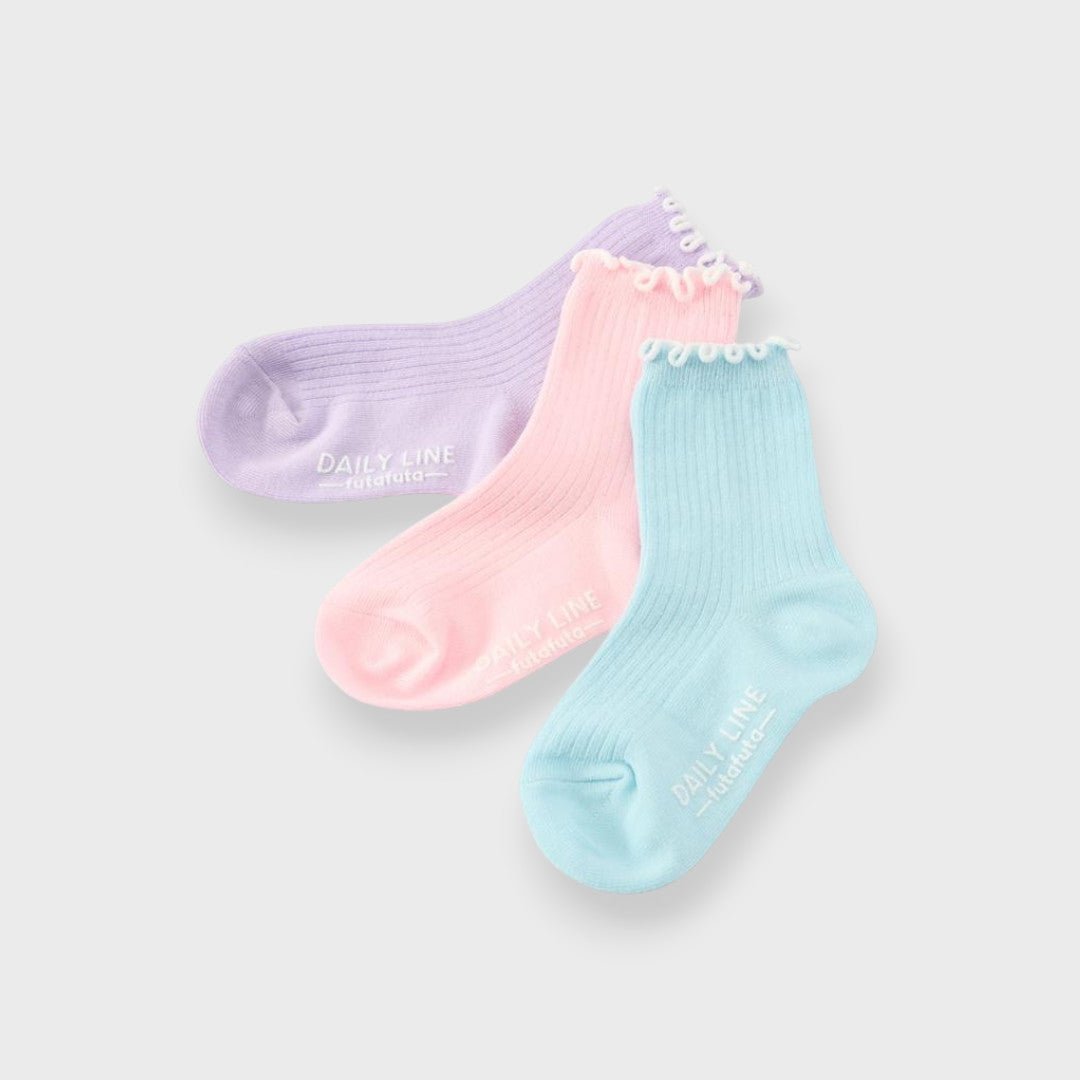 LACE-FRILL TODDLER 3-PACK CREW SOCKS (15～20cm)