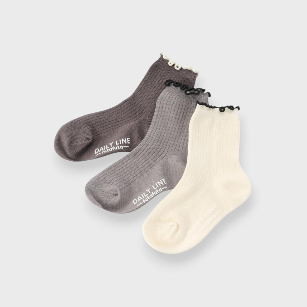 LACE-FRILL TODDLER 3-PACK CREW SOCKS (15～20cm)