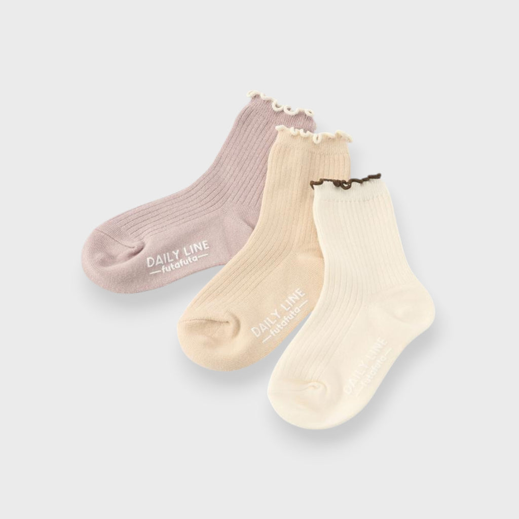 LACE-FRILL TODDLER 3-PACK CREW SOCKS (15～20cm)