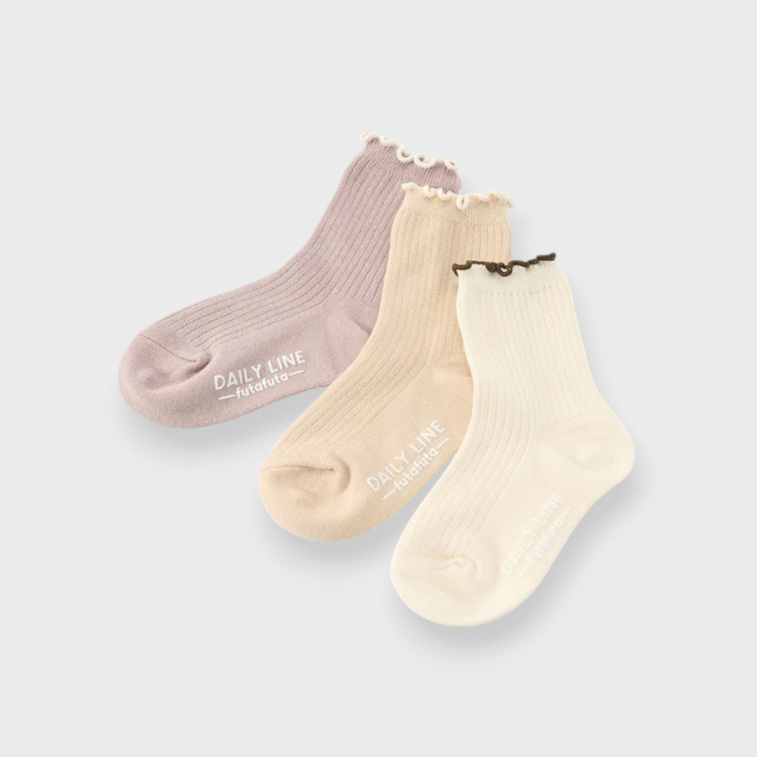 LACE-FRILL TODDLER 3-PACK CREW SOCKS (15～20cm)