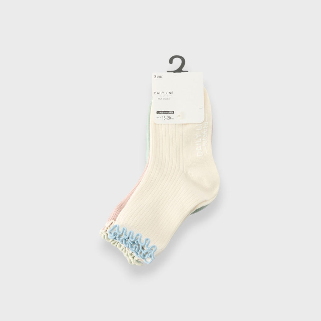 LACE-FRILL TODDLER 3-PACK CREW SOCKS (15～20cm)