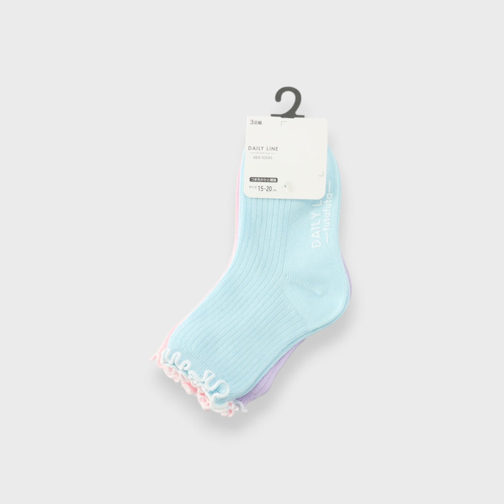 LACE-FRILL TODDLER 3-PACK CREW SOCKS (15～20cm)