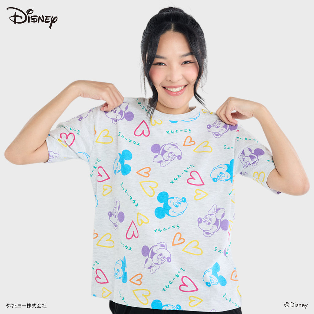 เสื้อยืดมิกกี้ & มินนี่ ลายสีพาสเทล รุ่นความสุขกระโดดเต้น (Size S-LL)