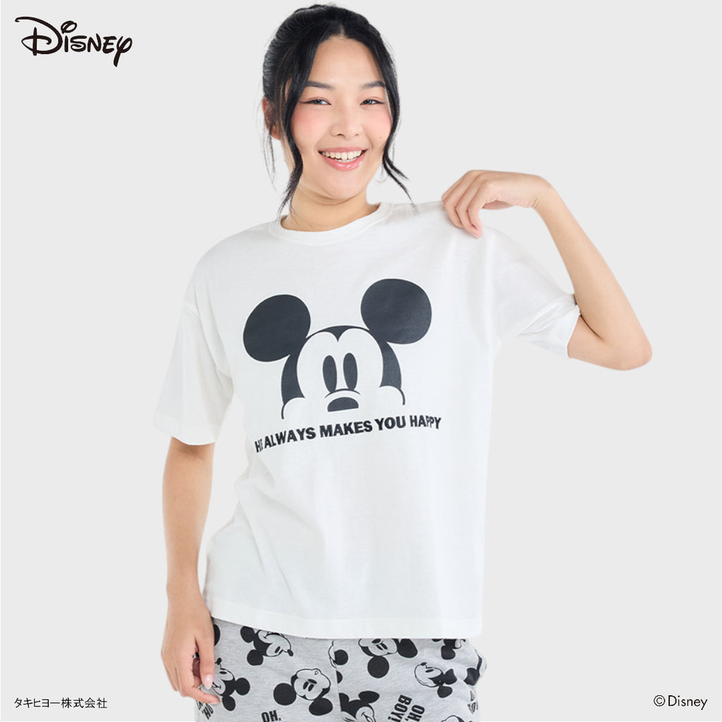 เสื้อยืด Mickey Mouse ลาย Always Happy มีความสุขเสมอ (Size S-LL)