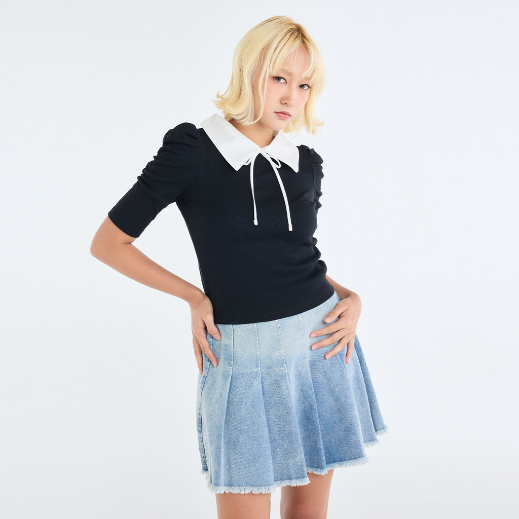 เสื้อลุคคุณหนูดีดดิ๊ง คอปกริบบิ้น – ตัวนี้ใส่แล้วโลกสดใสขึ้น