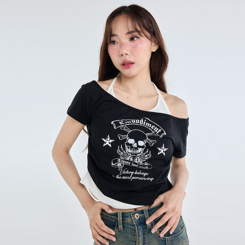  เสื้อครอปเลเยอร์ลายสเกลตันสุดคูล – รุ่น Embodiment Double Layer Tee