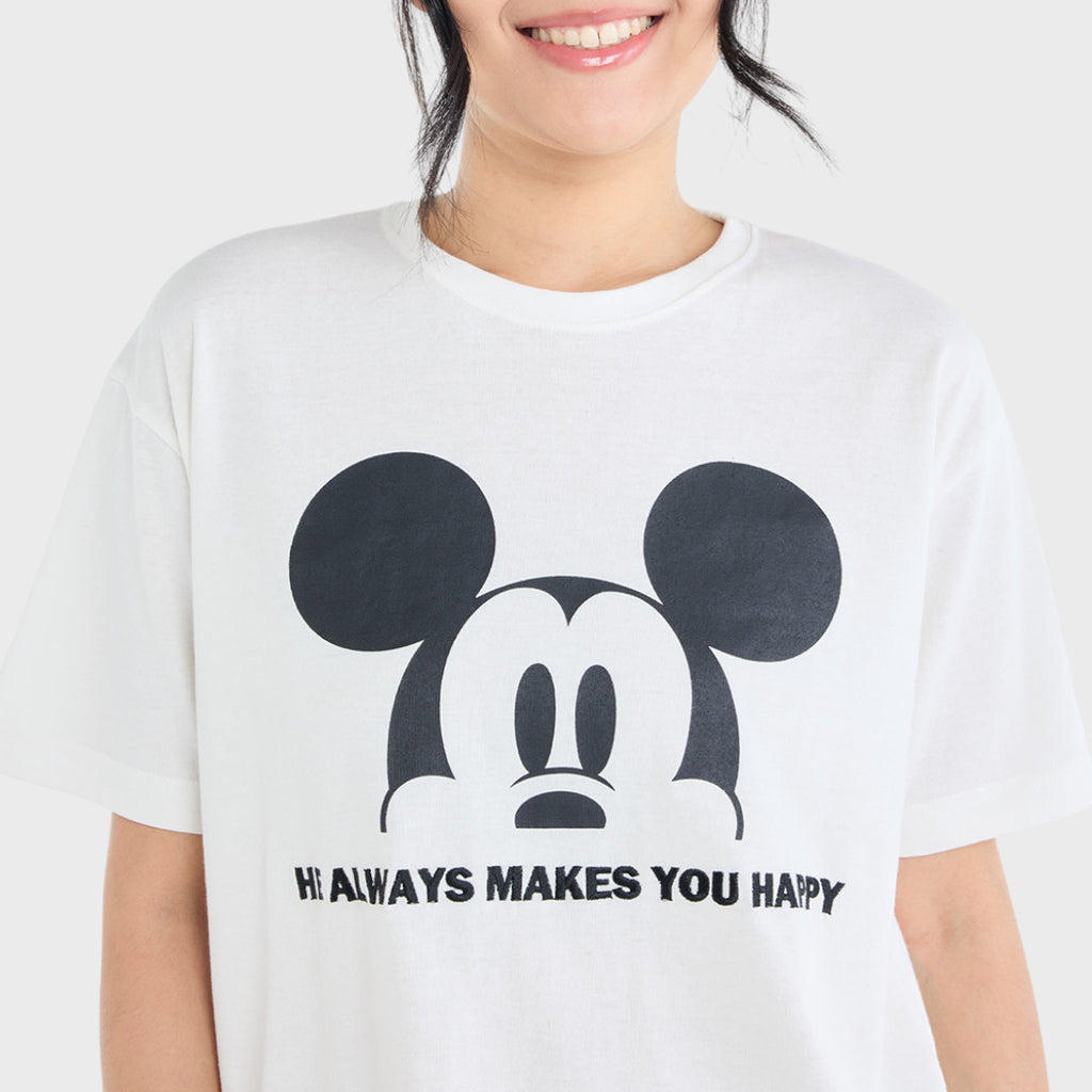 เสื้อยืด Mickey Mouse ลาย Always Happy มีความสุขเสมอ (Size S-LL)