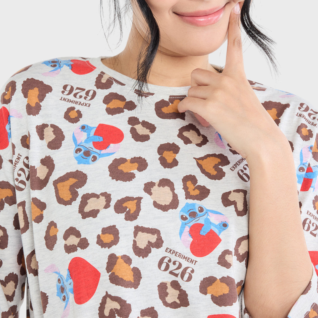 เสื้อแขนยาวสติชลายเสือ—ความป่วนคูณสอง ทั้งคิ้วท์ทั้งเฟียร์ส (Size M-LL)