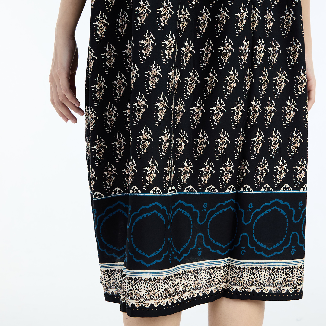 LADIES RAYON ETHNIC PATTERN ONE PIECE WHITE