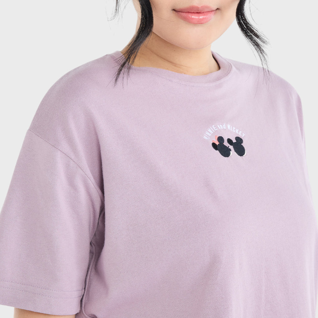 เสื้อยืดมิกกี้–มินนี่ สีม่วงละมุน “ใส่แล้วน่ารักแบบขั้นสุด” (Size S-LL)