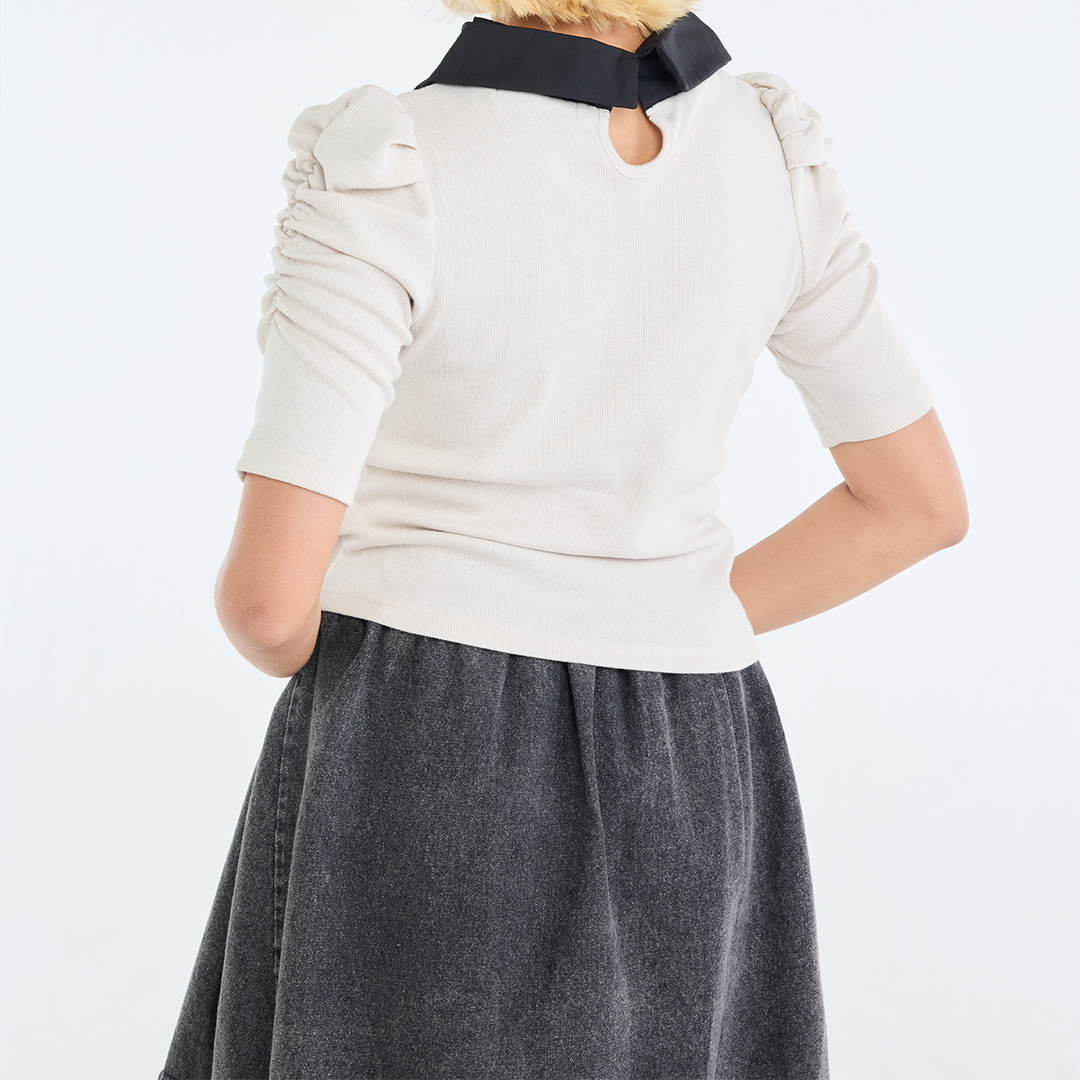 เสื้อลุคคุณหนูดีดดิ๊ง คอปกริบบิ้น – ตัวนี้ใส่แล้วโลกสดใสขึ้น