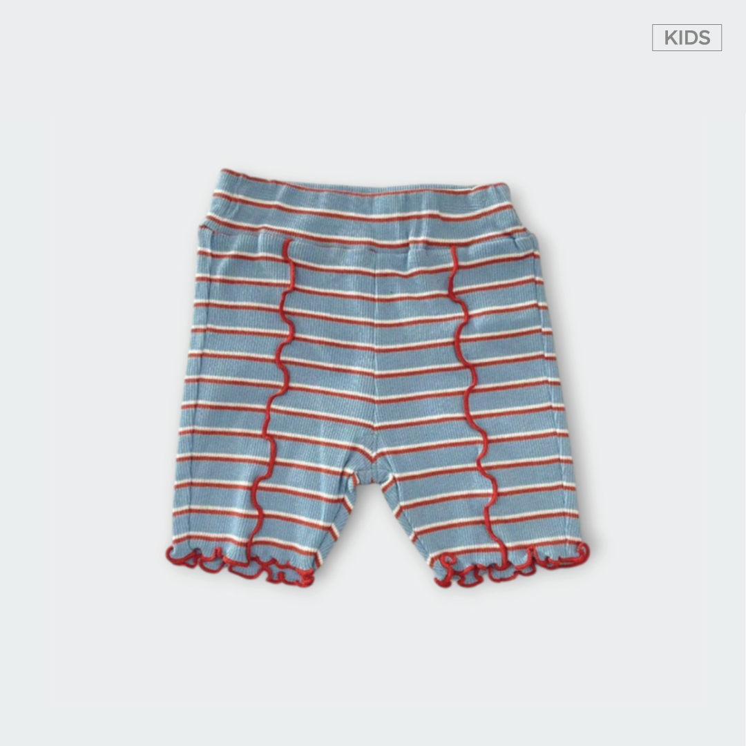 Kids กางเกงขาสั้นเด็ก ลายทางสีฟ้า นุ่มเด้ง ใส่สบาย วิ่งเล่นได้ทั้งวัน