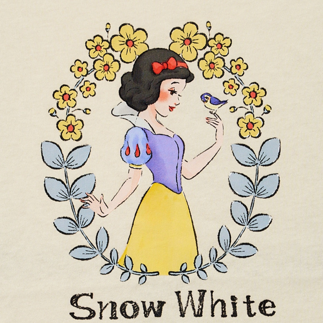 [DISNEY] Cream Puff Sleeve Snow White Floral Graphic T-Shirt Kids (Size 90-100)