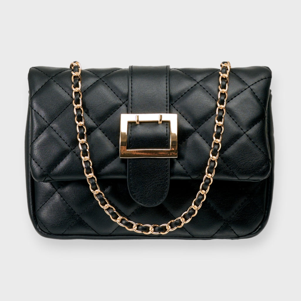 LADIES QUILTED BUCKLE CHAIN SHOULDER BAG
