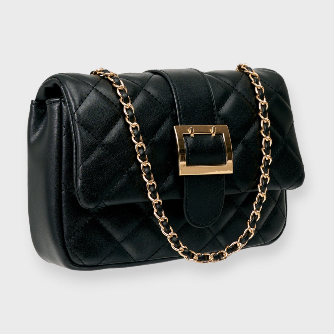 LADIES QUILTED BUCKLE CHAIN SHOULDER BAG