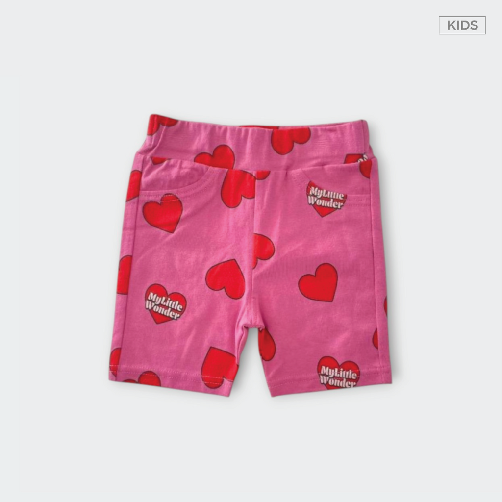 Kids กางเกงขาสั้นเด็ก “Heart Pop Pop” ลายหัวใจสดใส 2 สี ใส่แล้วใจละลาย