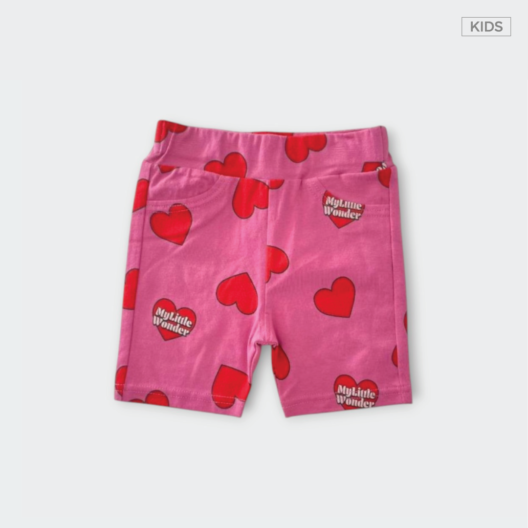 Kids กางเกงขาสั้นเด็ก “Heart Pop Pop” ลายหัวใจสดใส 2 สี ใส่แล้วใจละลาย