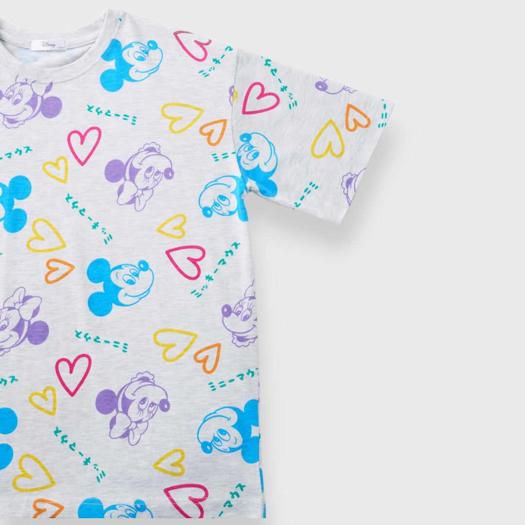 เสื้อยืดมิกกี้ & มินนี่ ลายสีพาสเทล รุ่นความสุขกระโดดเต้น