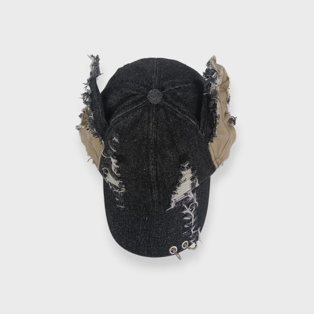 WOMEN'S DISTRESSED CAT-EAR CAP (57.5 CM)