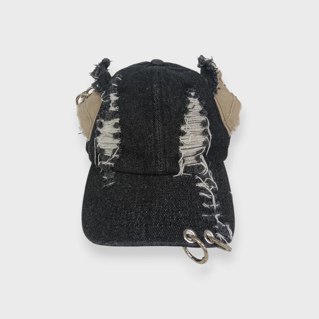 WOMEN'S DISTRESSED CAT-EAR CAP (57.5 CM)