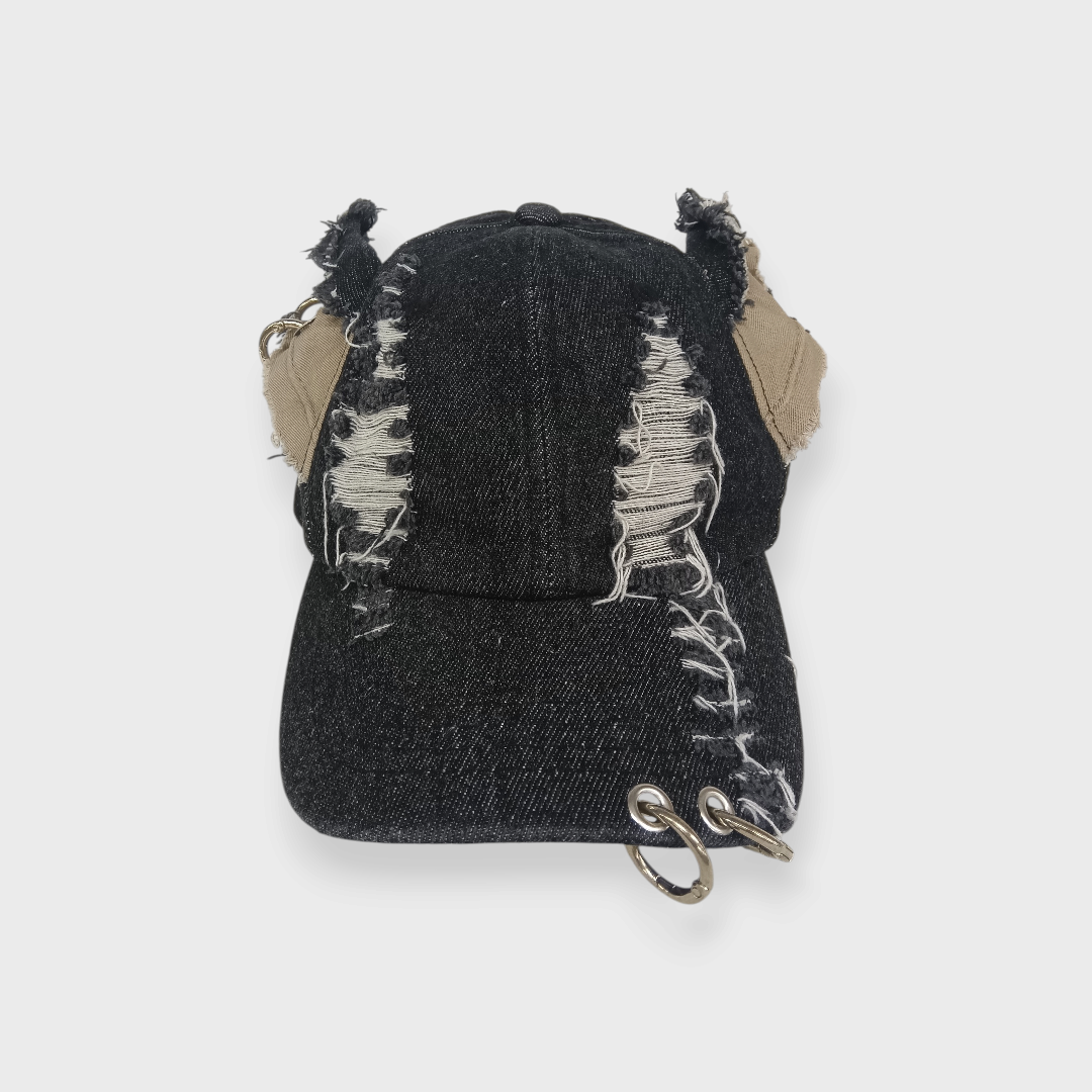 WOMEN'S DISTRESSED CAT-EAR CAP (57.5 CM)