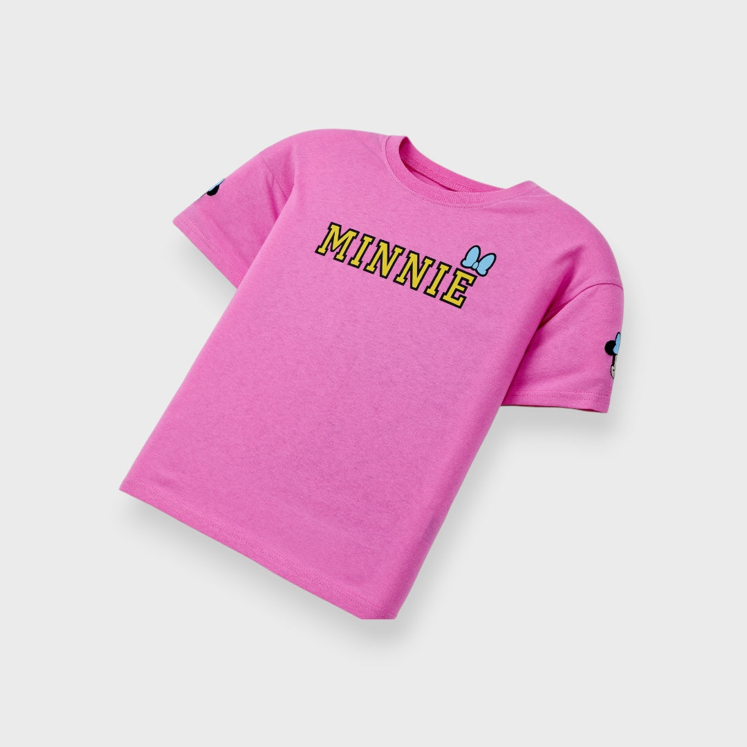 Kids (Size 100-120)  เสื้อยืดเด็กสีชมพู มินนี่เมาส์ จากดิสนีย์  เสื้อยืดลายโบว์สุดน่ารัก
