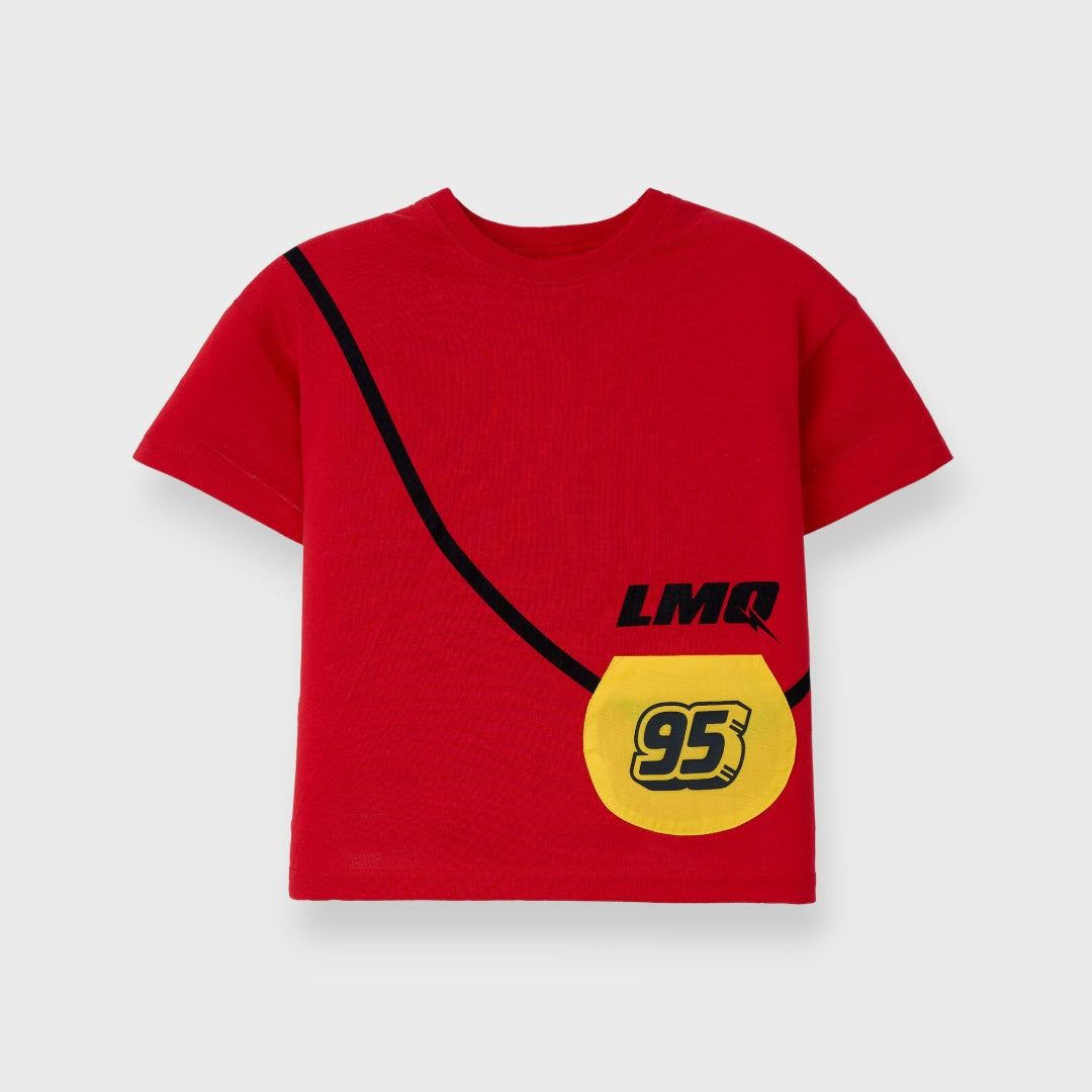 Kids (Size 100-120)  เสื้อยืดเด็ก Disney Pixar Cars ลาย Lightning McQueen 95 ก้าวสู่สเต็ปซิ่ง